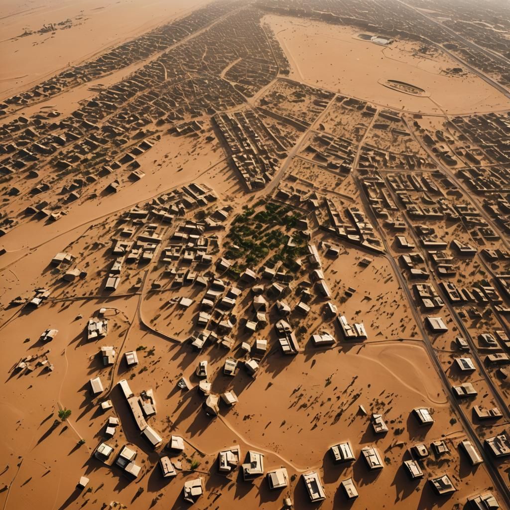 Khartoum Desert Landscape in Golden Hour Sunlight