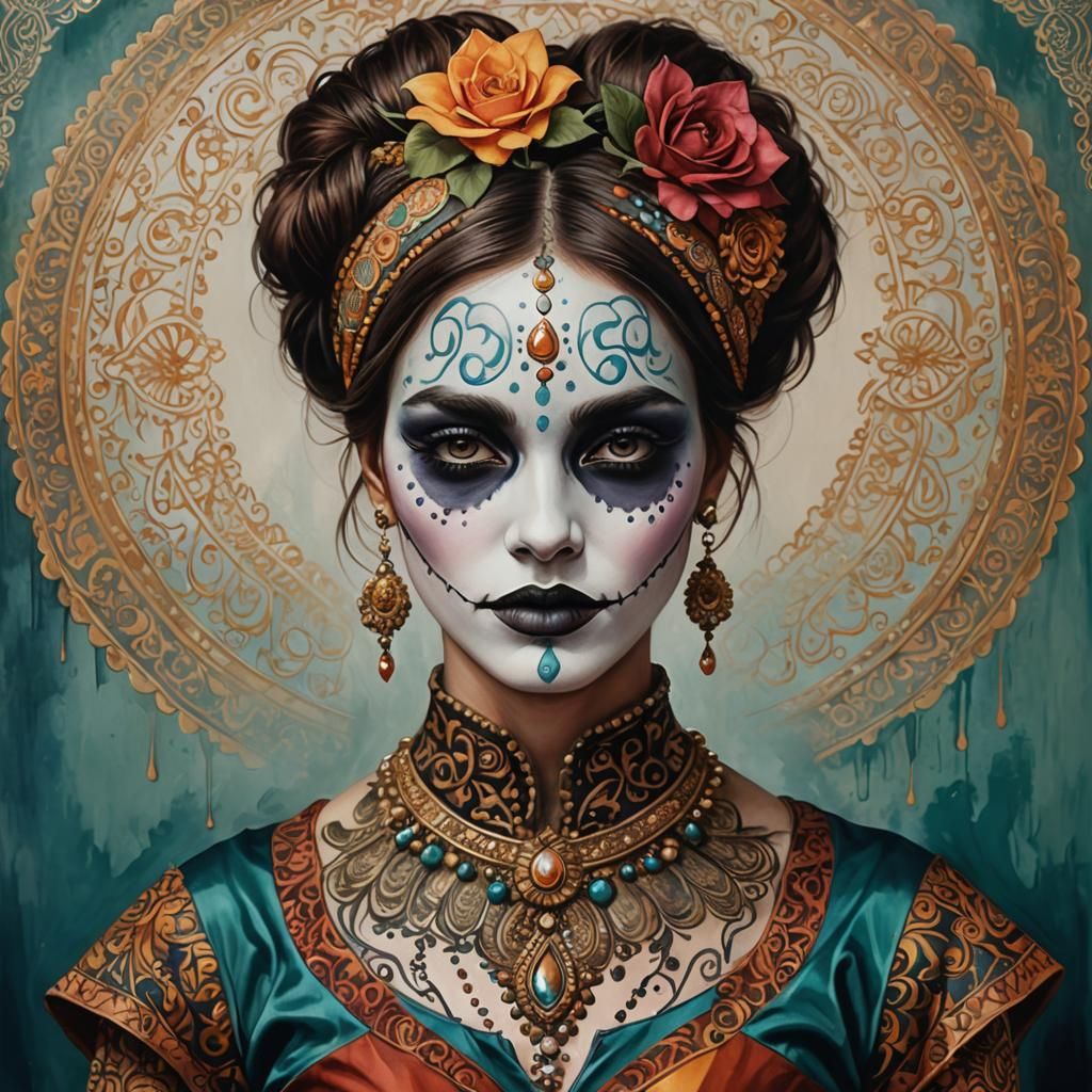 Harlequin Before Mime Face Painting in Dittmann Style