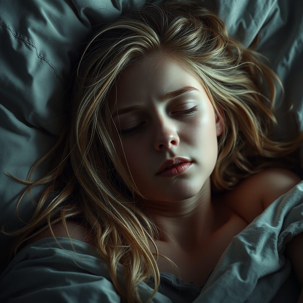 Emotional Woman Unable to Sleep: Matte Painting
