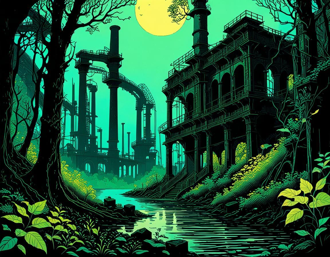 Nature Reclaims Industrial Ruins in Meticulous, Intricate De...