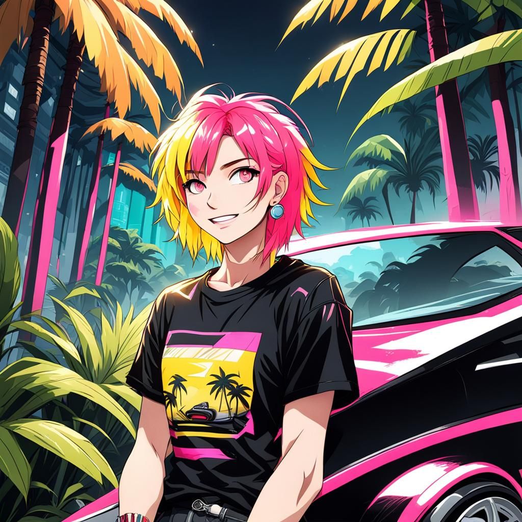 Anime Girl Car Race in Amazon Jungle