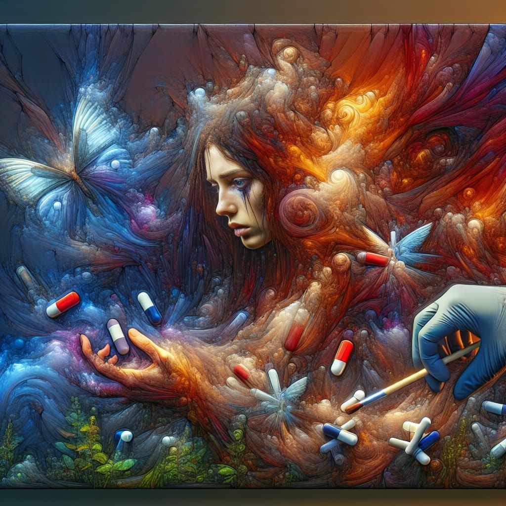 Metaphorical Matte Painting: Woman's Battle with Addiction