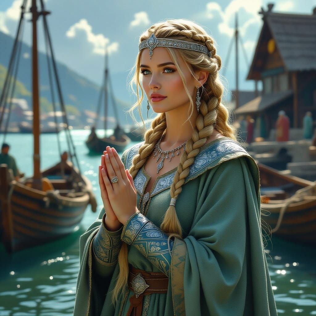 Epic Hyperrealistic Goddess of the Tribal Harbor