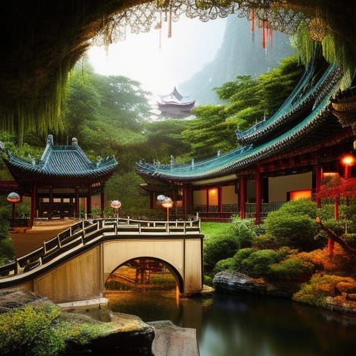 Elven city - palace by the cave lake