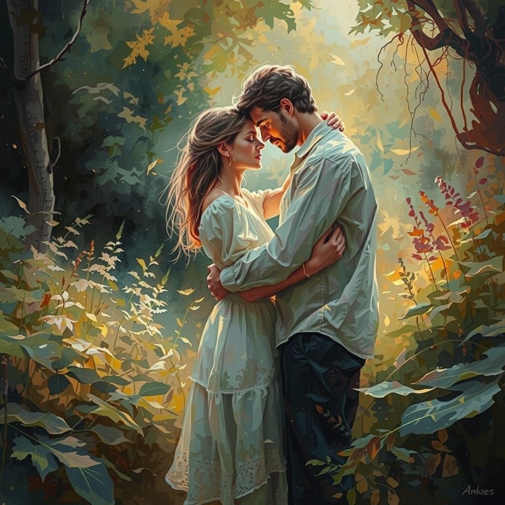 Enchanted Moment of Intimacy in Ethereal Light
