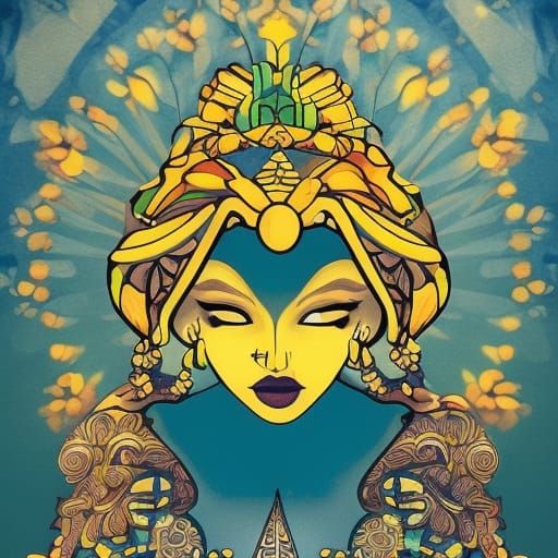 Art Deco High Priestess of Monarch Butterflies
