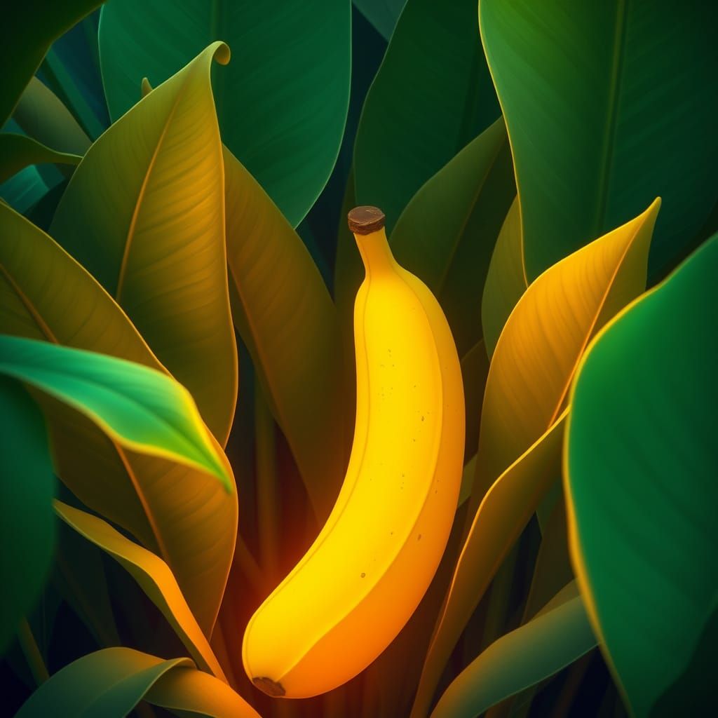 Elegant Banana in Futuristic Art Nouveau Style