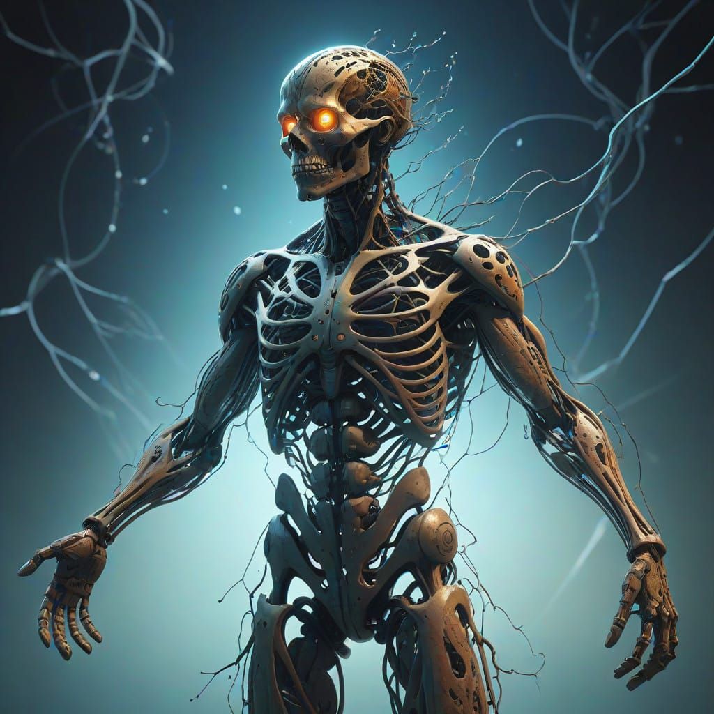 Futuristic Human Body with Radiant, Glowing Skin and Intrica...