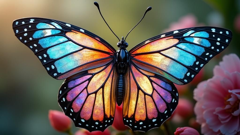 Iridescent Butterfly with Biomechanical Wings