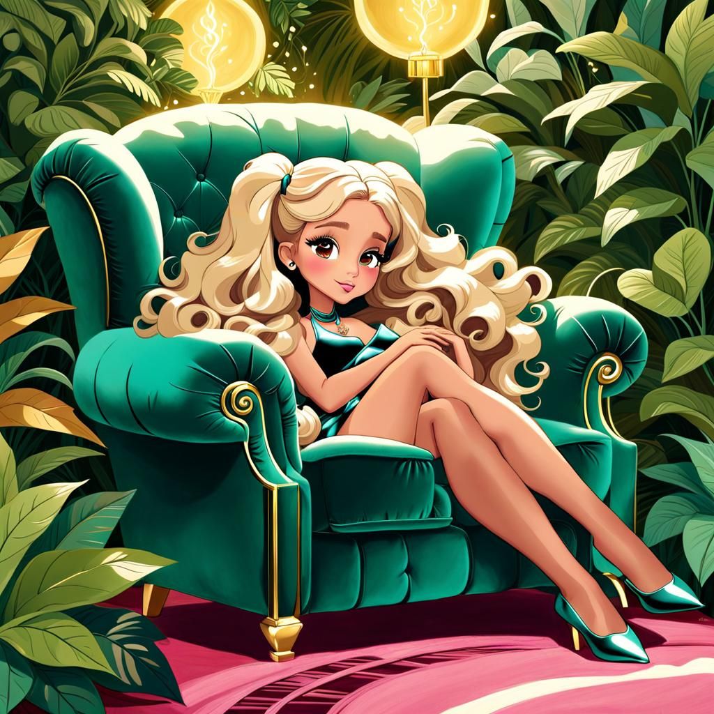 Ariana Grande in Whimsical Doodle Art Style