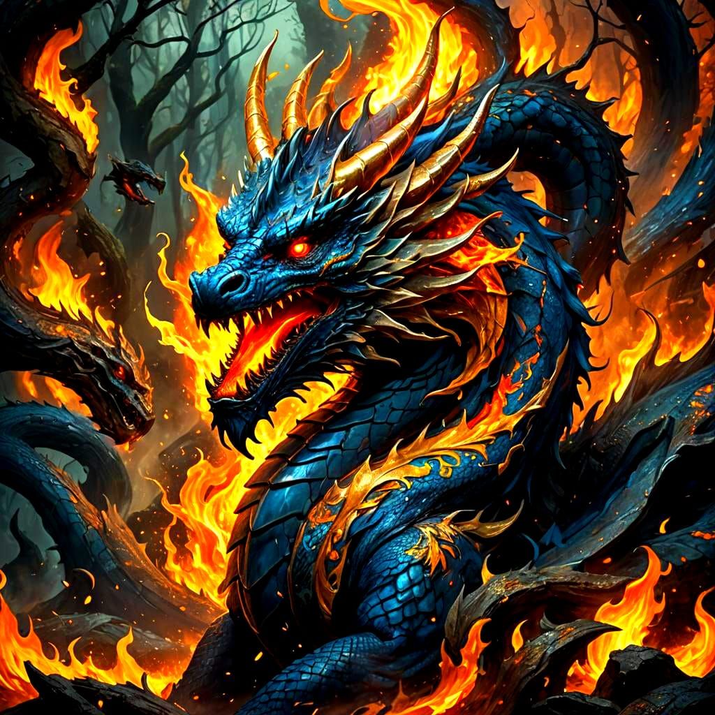 Fantastical Golden Fire Concept Art in Deep Color