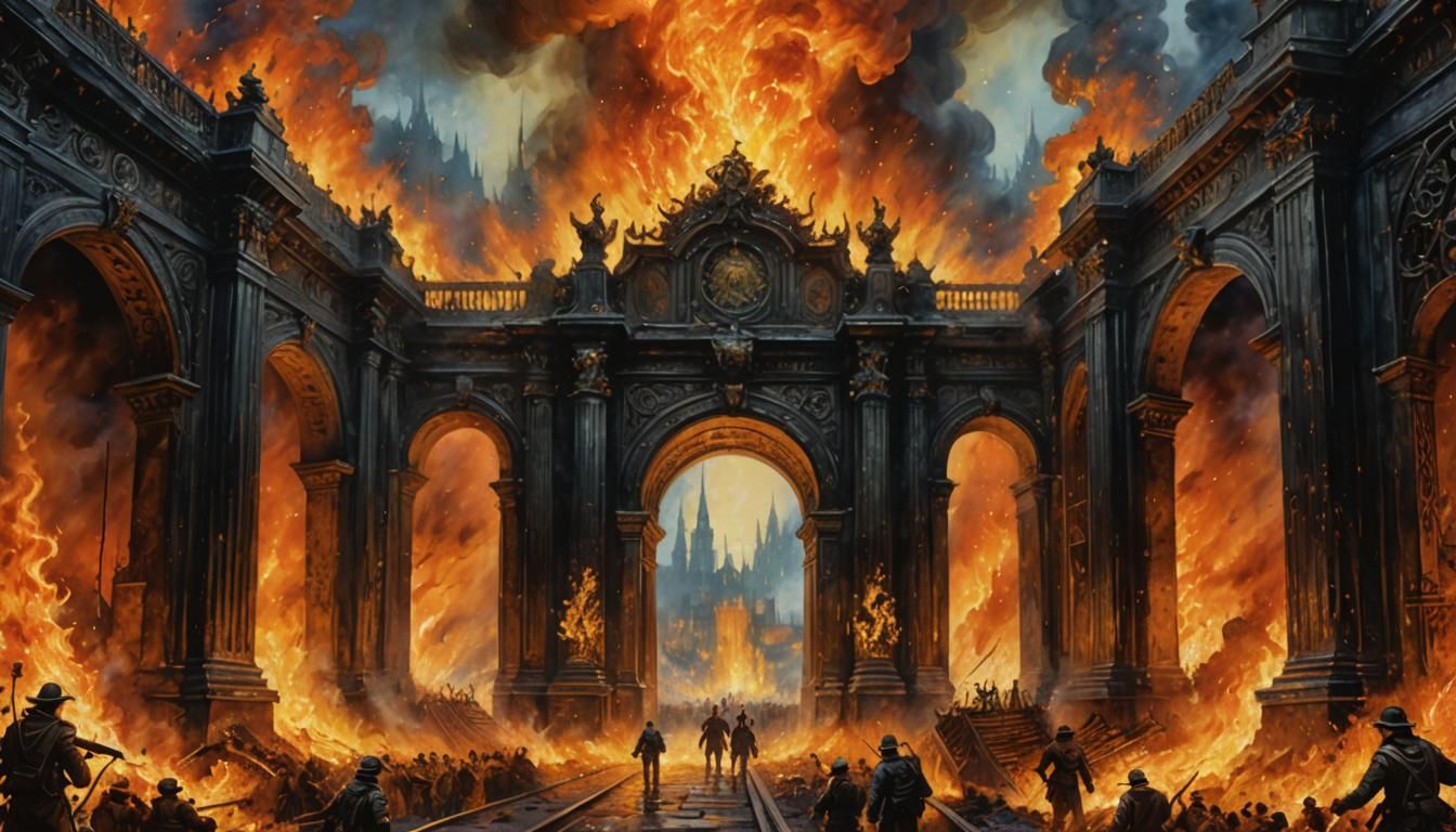 Gates of Hell in Astral Watercolor Style
