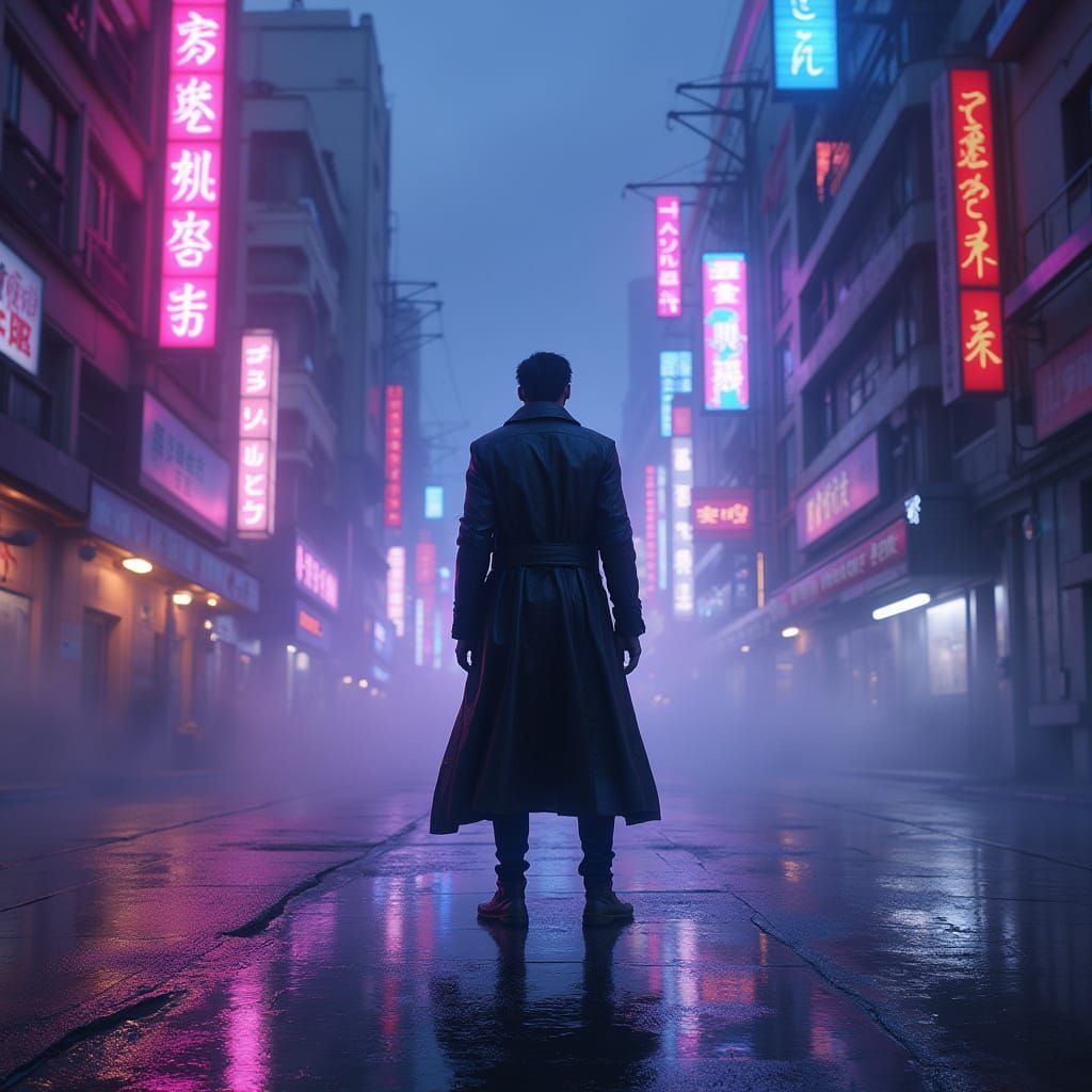 Cyberpunk Cityscape in Vibrant Neon Hues