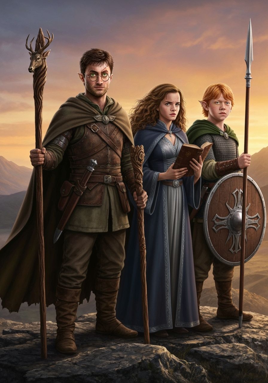 Harry Potter Trio as Middle-earth Adventurers