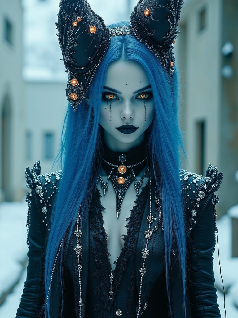Gothic Ice Princess in Victorian-Inspired Elegance