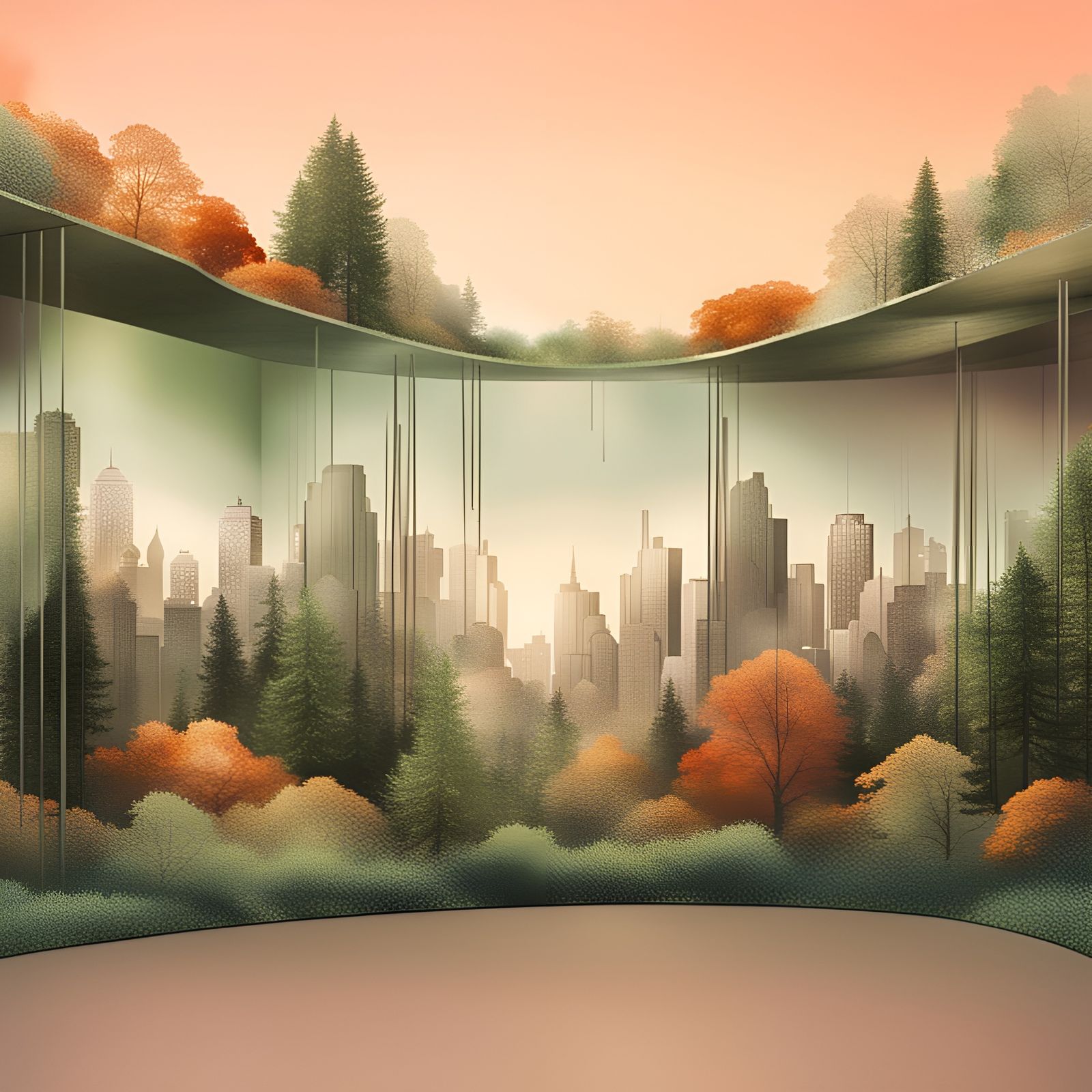 Surreal Cityscape Forestscape Superimposition