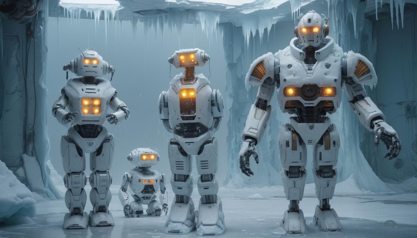 Science Fiction Robots in Icy Cold Storage