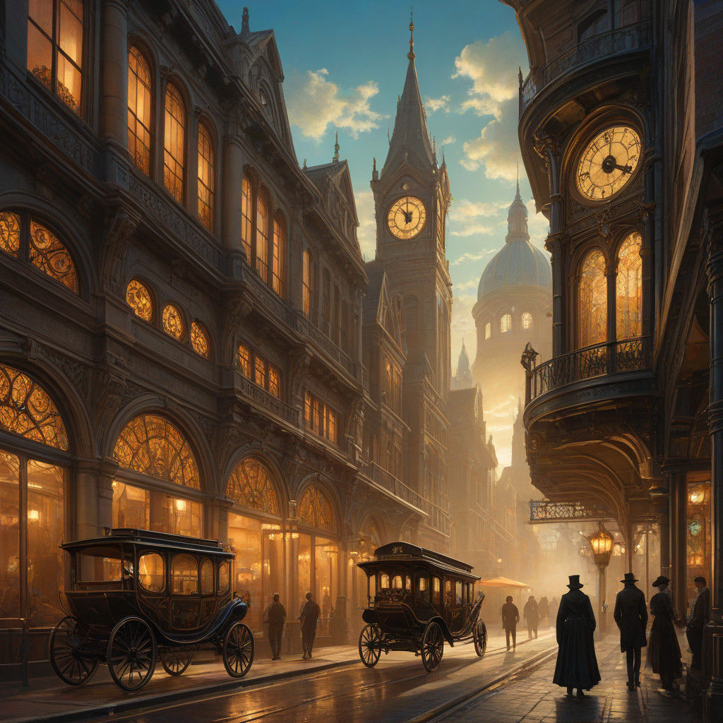 Steampunk Thief Meets Elegant Lady in a Dreamlike City