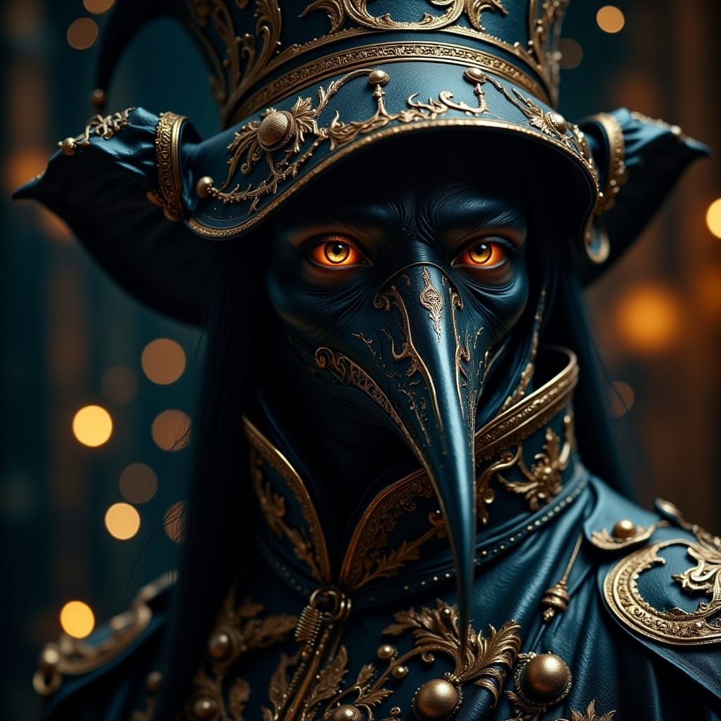 Dark Baroque Portrait of a 17th Century Plague Doctor in Hyp...