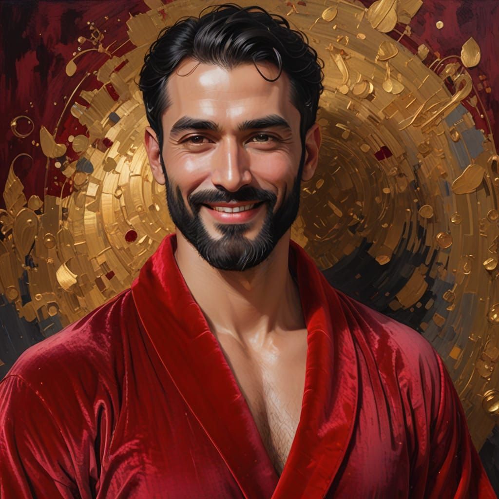 A Handsome Gentleman in Red Velvet Robe