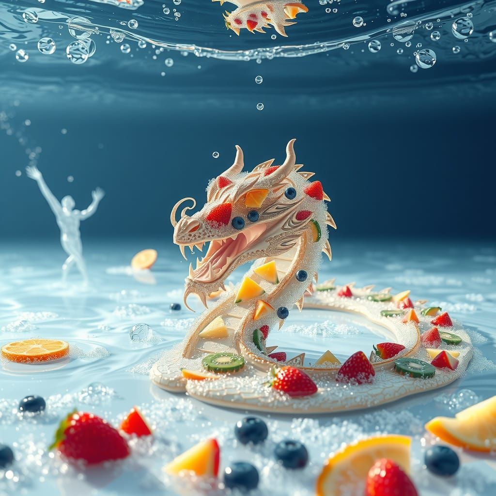 Colossal Serpentine Dragon in Sparkling Water Realm