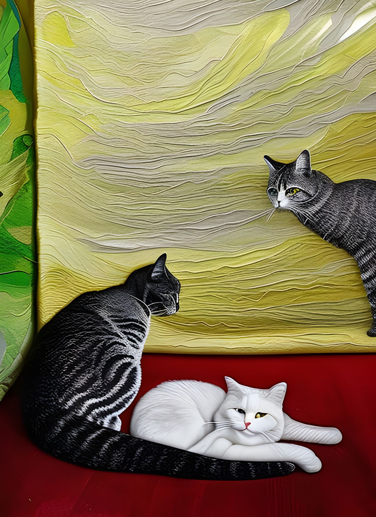 Cats on Antique Furniture: Surreal Digital Art