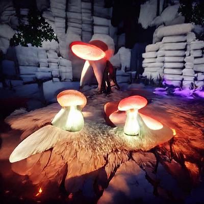 Giant Mushrooms with Devil Fairies in Unreal Engine