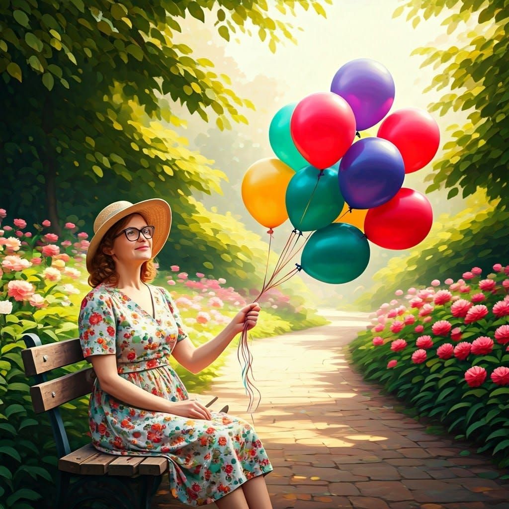 a beautiful middle aged french girl seated on a park bench h...