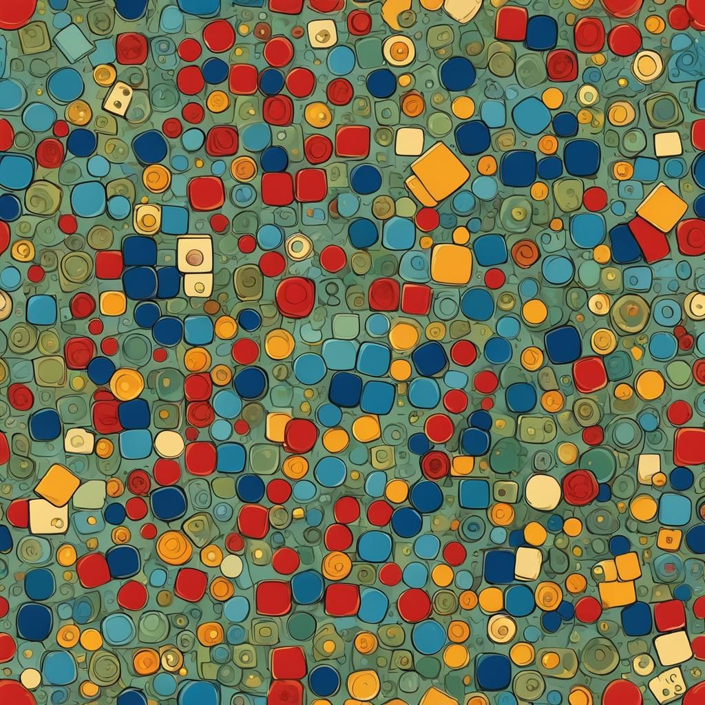 Abstract Board Game Art in Complementary Colors