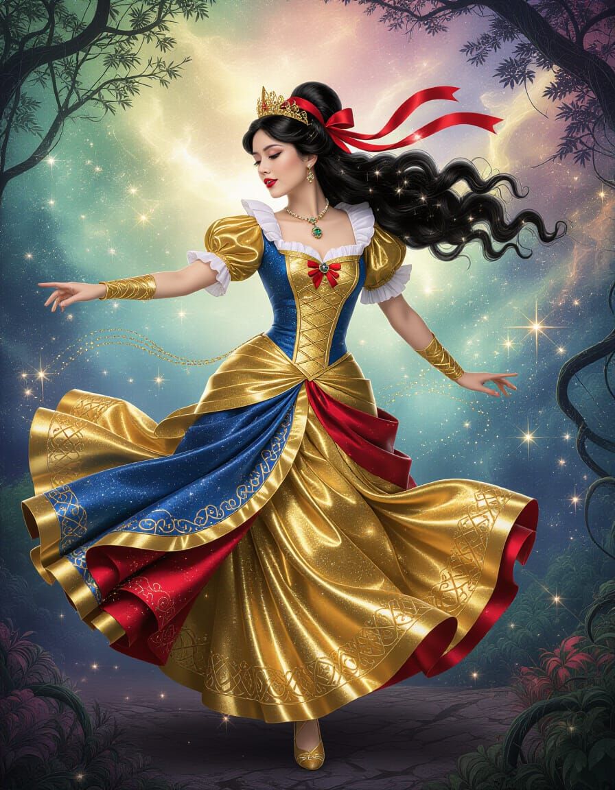 Princess Dancing in Nebula: Steampunk Digital Art