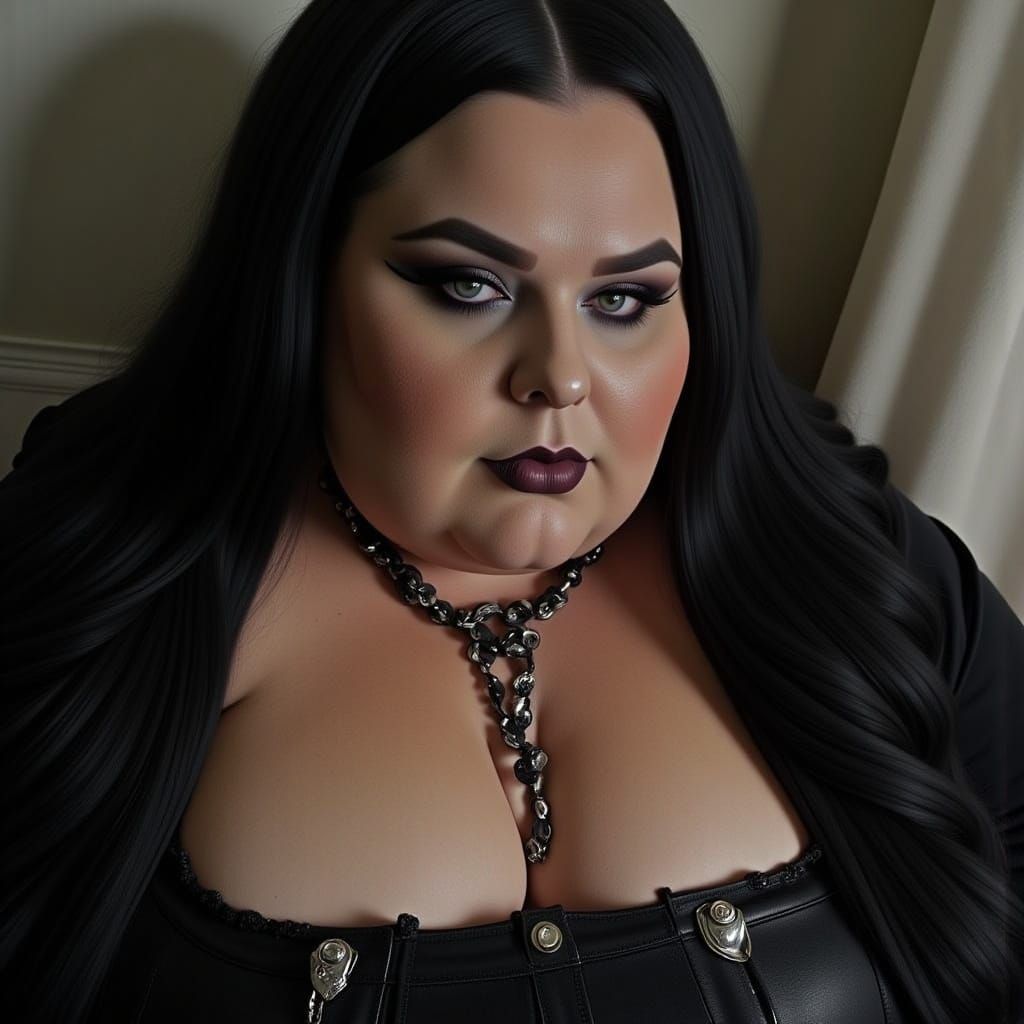 Gothic Woman with Handcuffs and Necklace