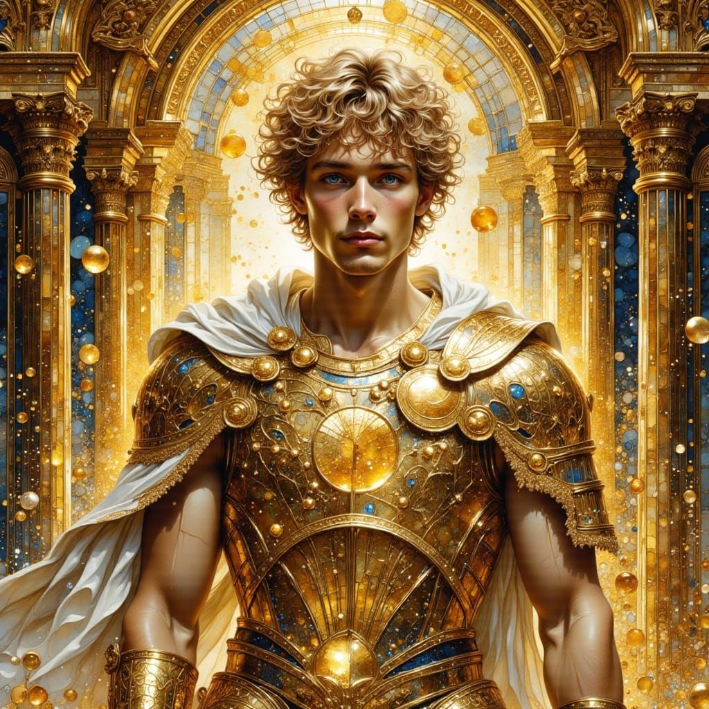 Greek God Portrait in Mucha Nouveau Style