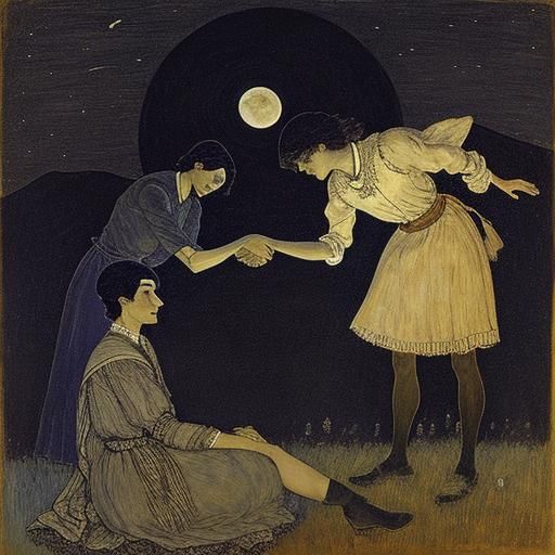 Surreal Dreamscape: Bony Hands in Moonlit Ritual