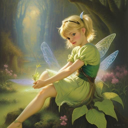 Tinkerbell in Dreamy Ethereal Landscape