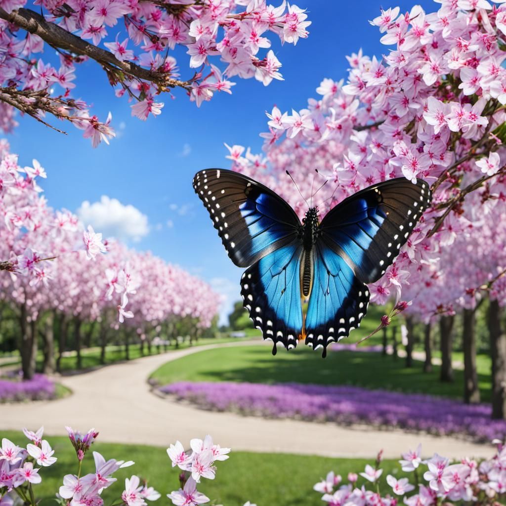 Elegant Butterfly Fluttering in City Park