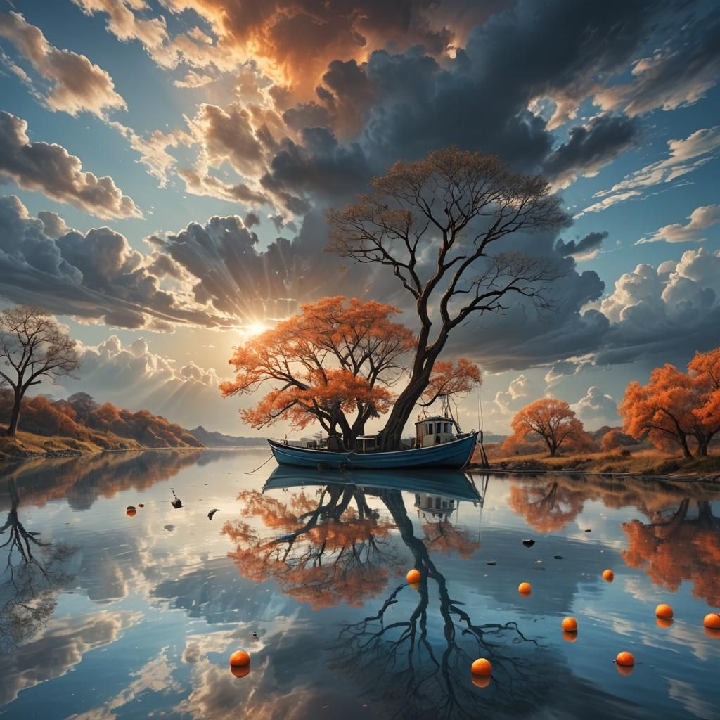 Tranquil Lagoon Reflection: A Digital Matte Painting