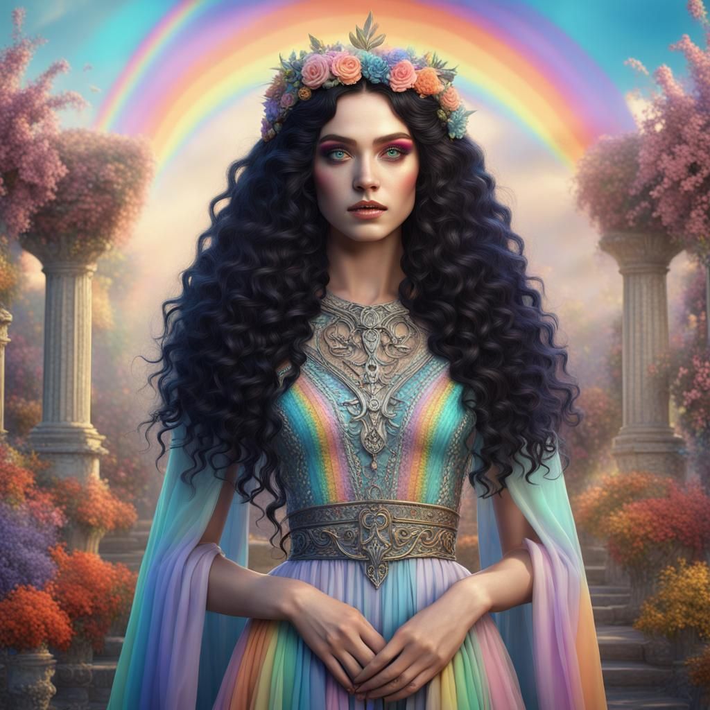 Spring Witch in Grecian Gown, Fantasy Concept Art