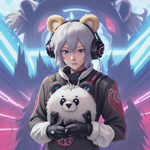 Anime Gamer Bear UK in Japanese Manga Style