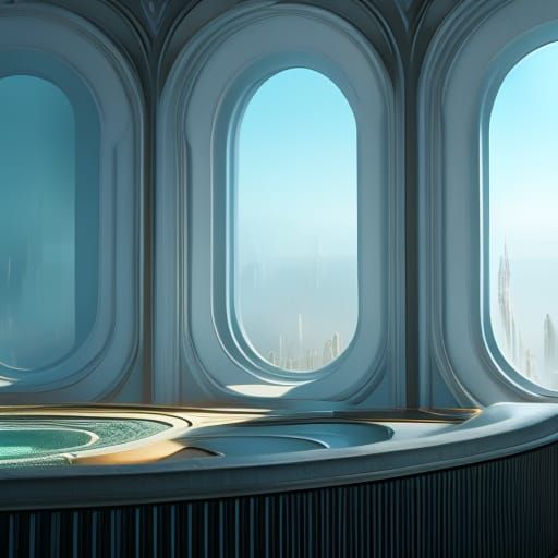 Skyscraper Room: Detailed Matte Painting in Deep Color