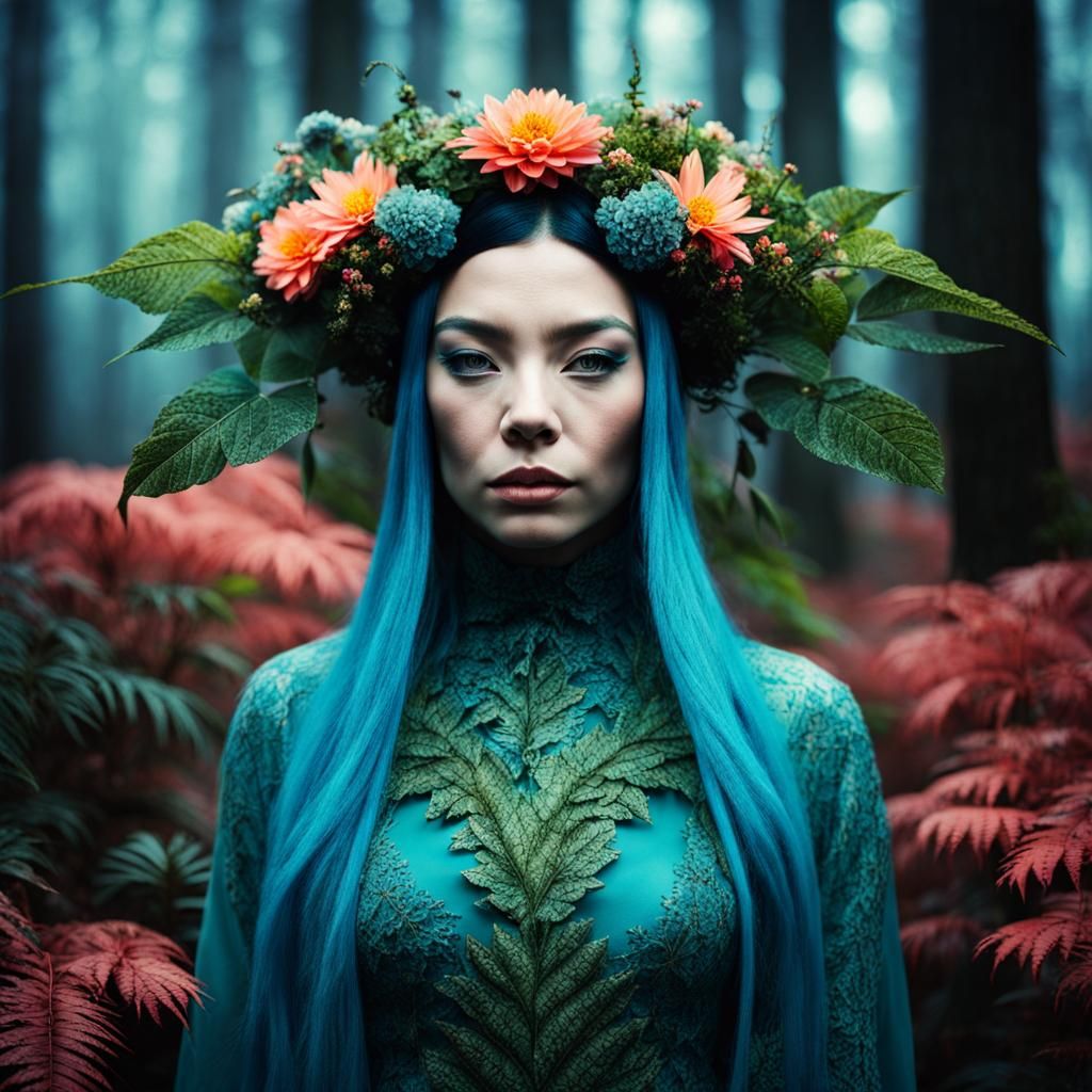 Bjork as Floral Elven Alien Portrait