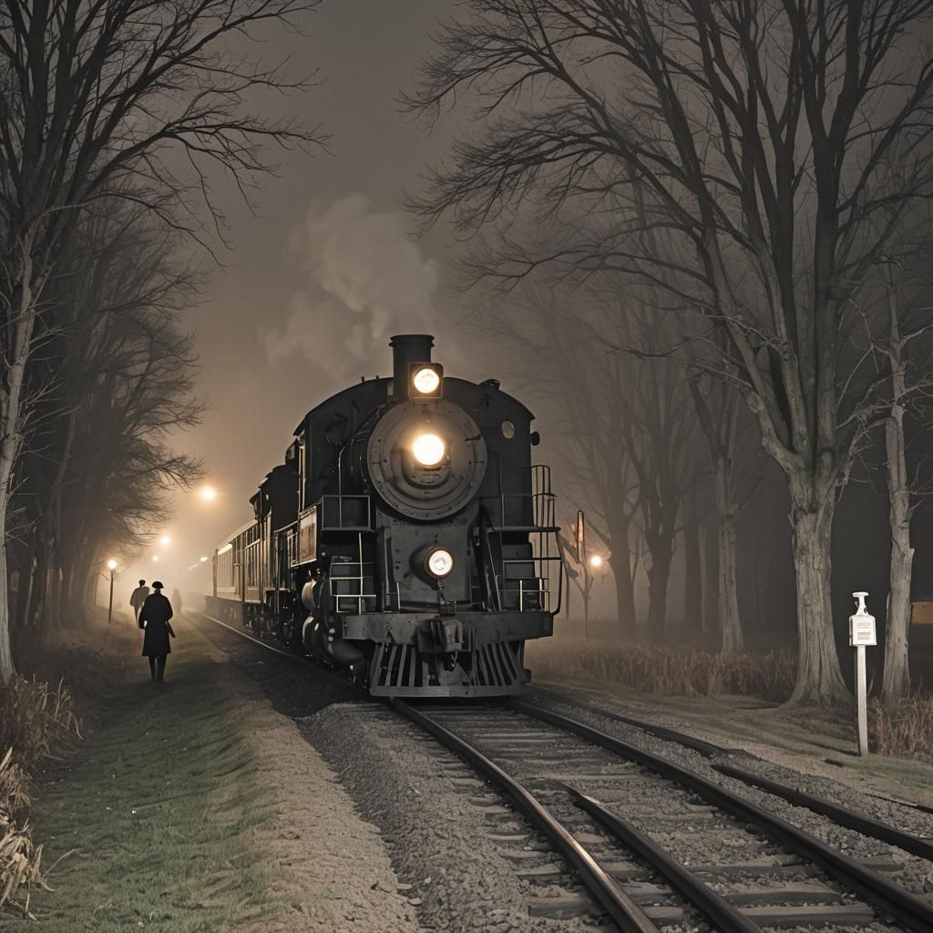 Ghost Train in Misty Pennsylvania Night
