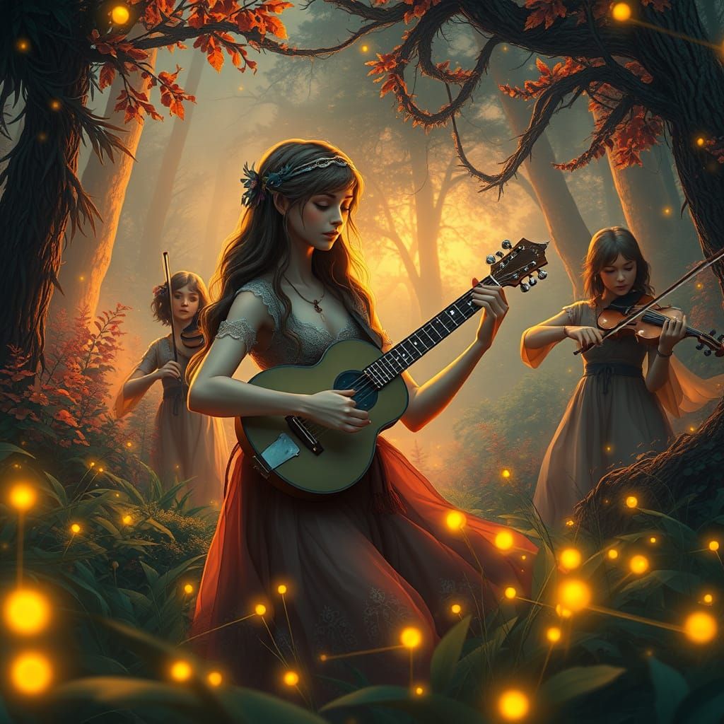 Celtic Whimsy in Vibrant Bluegrass Landscape