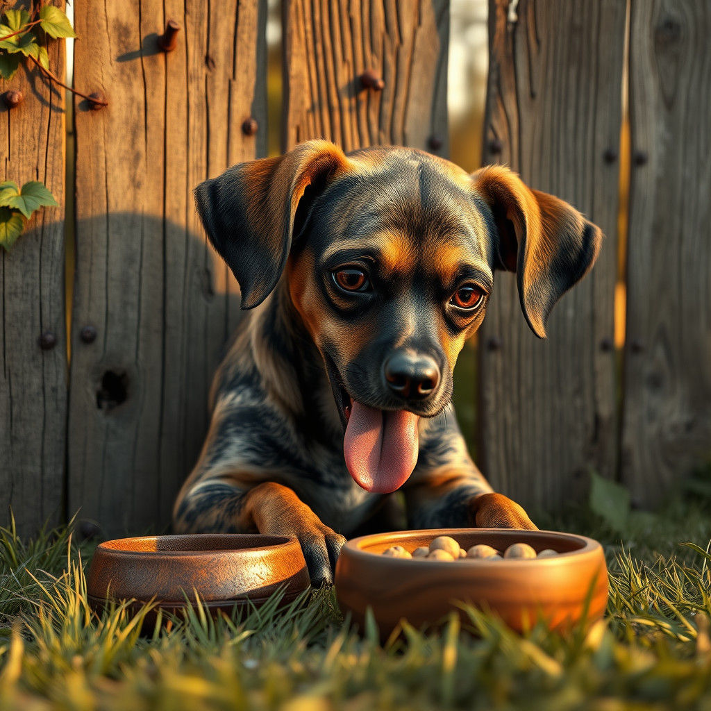 Endearing Dog's Hunger Pangs in Fantasy Art Style