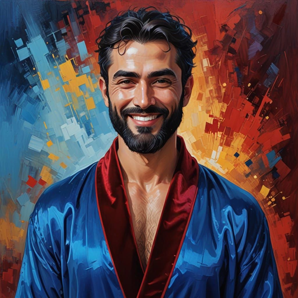 Blue Velvet Gentleman in a Velvet Robe