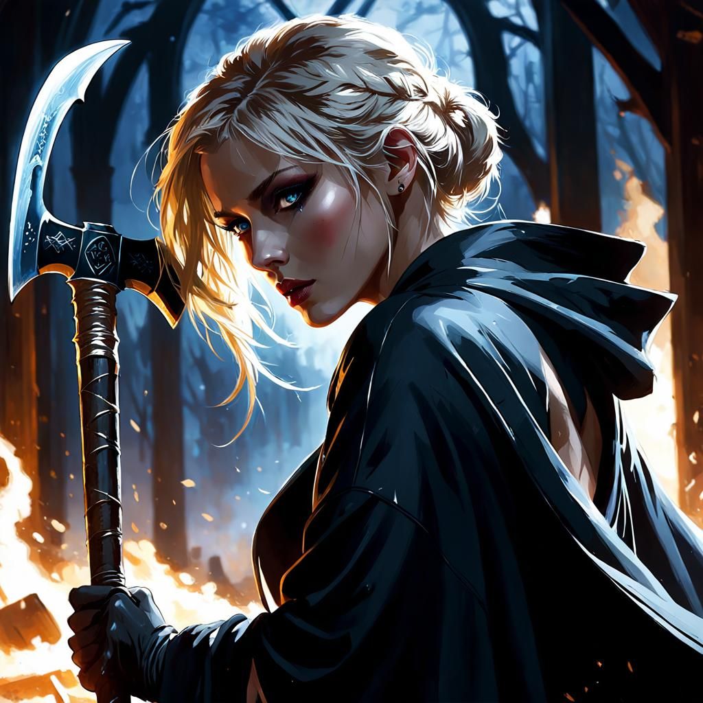 Grim Reaper Catches Axe: Hyperrealistic Concept Art