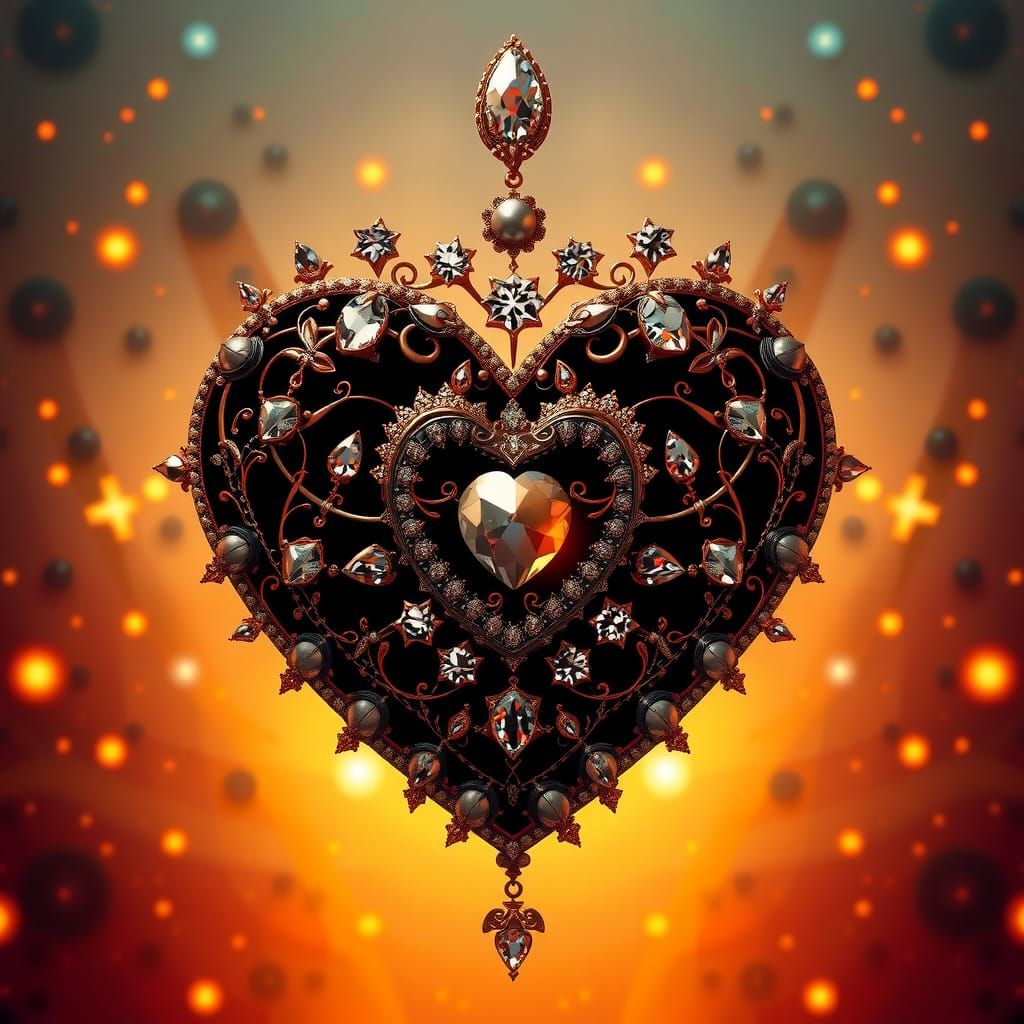 Silhouette Hearts of Diamonds, Gold, and Pearls