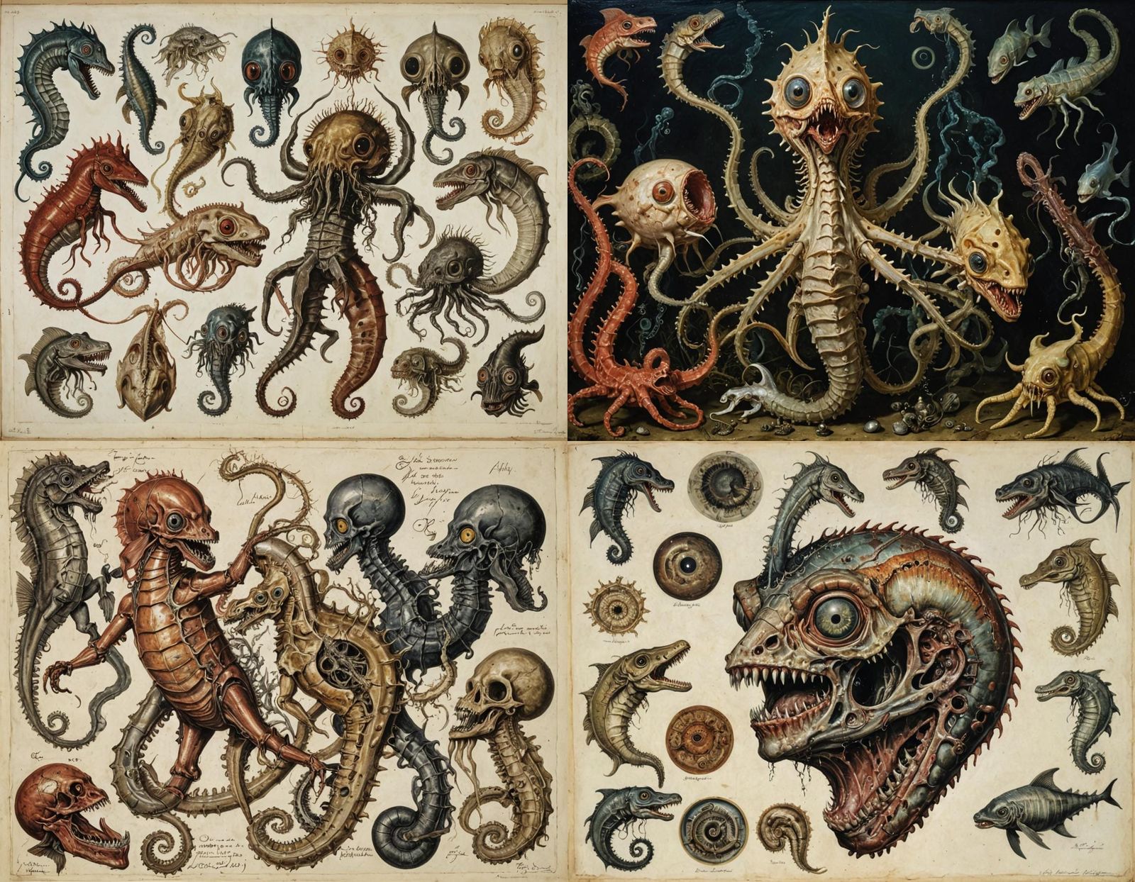 Surreal Underwater Hybrid Creature in Expressionist Style