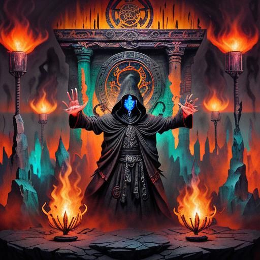 Surrealist Ritual in Dark Industrial Art Style