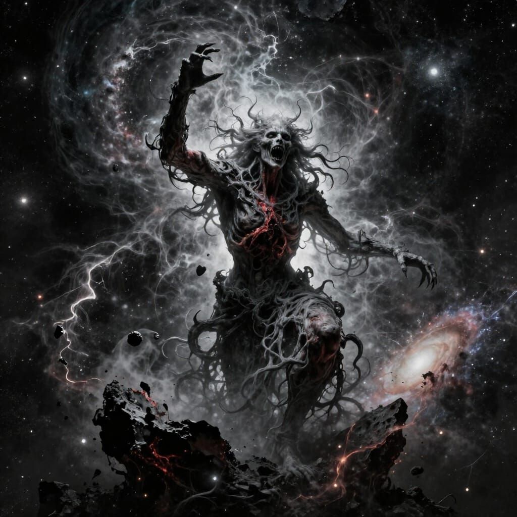 Cosmic Entity's Violent Creation in Cosmic Horror Style