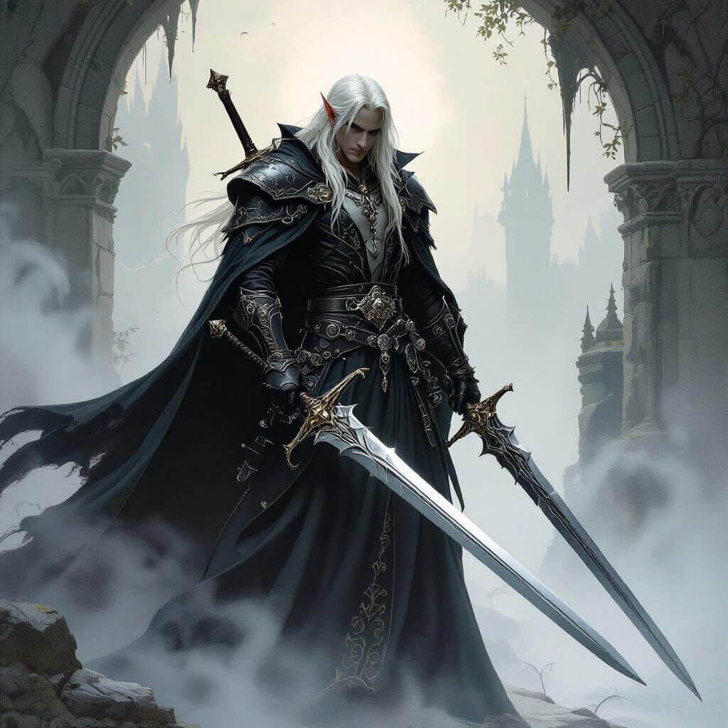 Elric of Melnibone: Fantasy Elf Warrior with Swords